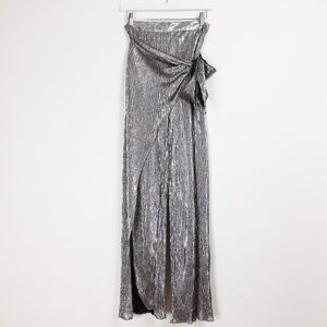 Zara Silver Sparkle Wide Open Leg Skirt Pants NWT